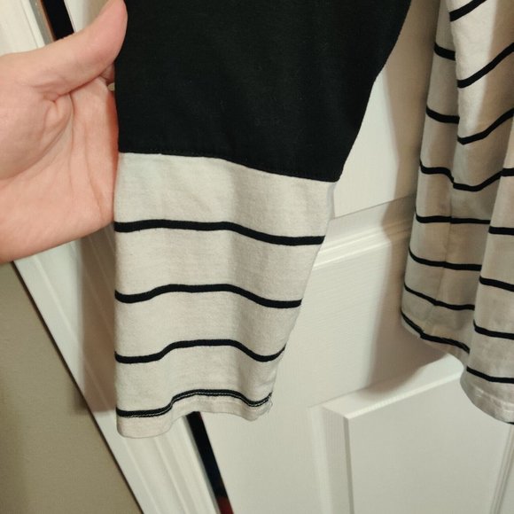 Women's Kancystore XL black/white Striped Long Sleeve Top Button - Picture 9 of 9